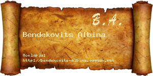 Bendekovits Albina névjegykártya